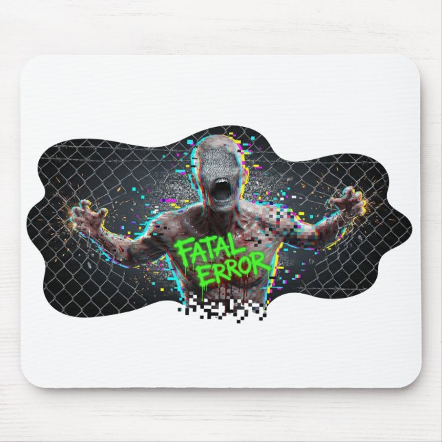 Fatal Error – Glitch Zombie Cyber Horror Mouse Pad (Front)