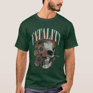 Fatality Skull with Flowers and Flames T-Shirt