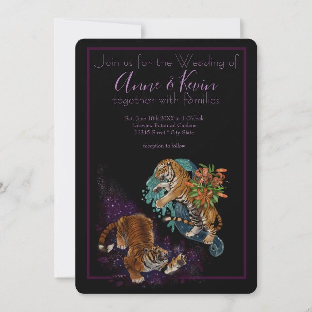 Fate in the Stars Tiger Art Wedding Invitation (Front)