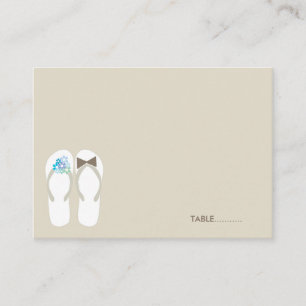 fatfatin Beach Aqua Flip Flops Guest Place Card