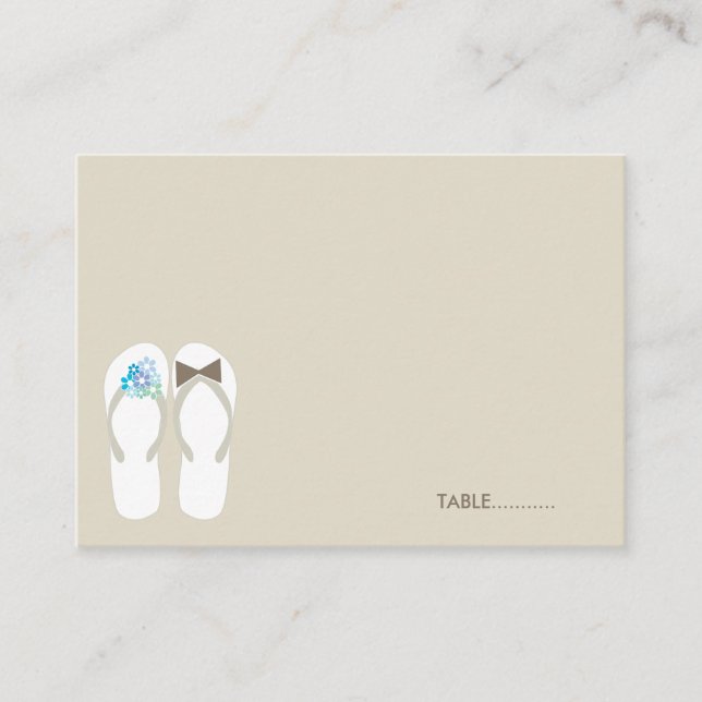 fatfatin Beach Aqua Flip Flops Guest Place Card (Front)