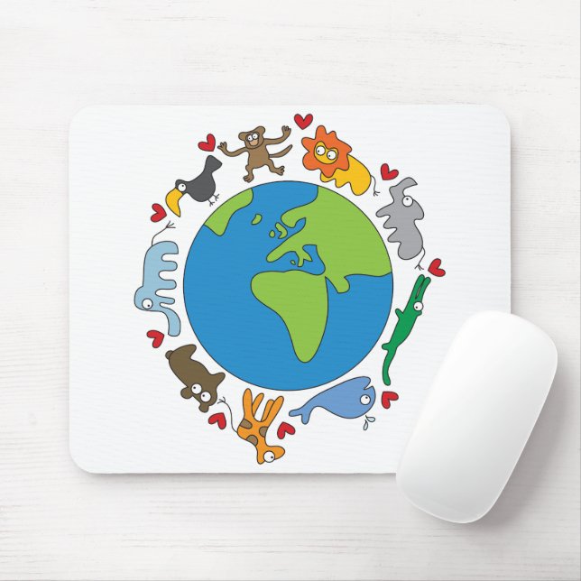 fatfatin Cartoon Animals Of The World Mousepad (With Mouse)