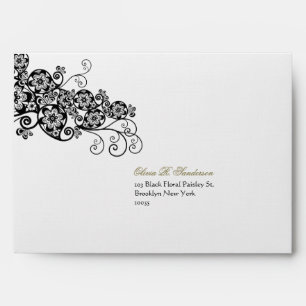 fatfatin Floral Paisley Ink Black Wedding Envelope