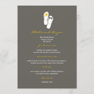 fatfatin Hibiscus Flip Flops Wedding Menu Card