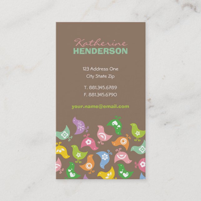 fatfatin Retro Rainbow Chicks Pattern Profile Card (Front)