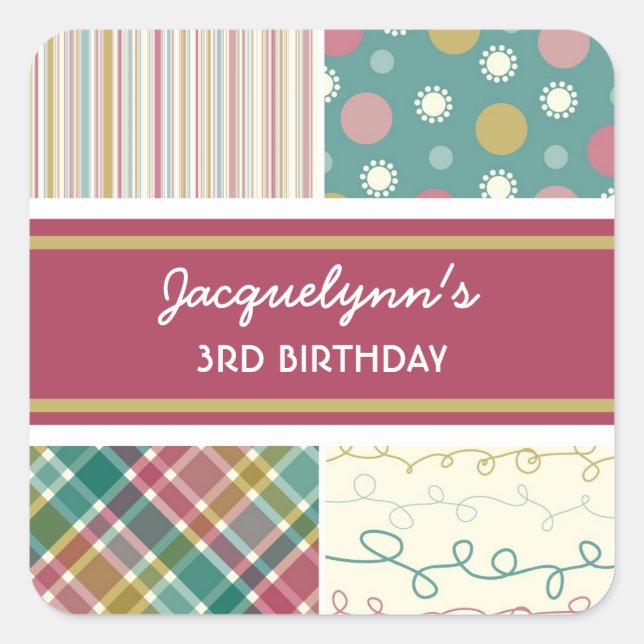 fatfatin Retro Vintage Teal Combo Birthday Sticker (Front)