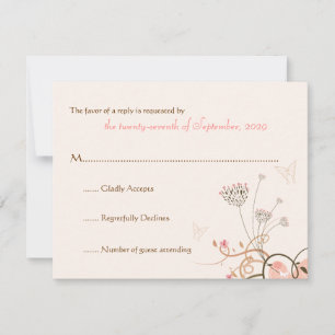 fatfatin Sweet Heart Butterfly Swirls RSVP Card
