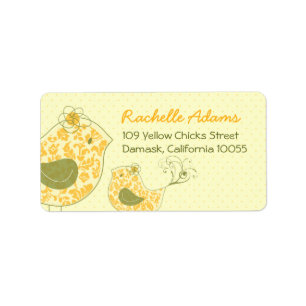 fatfatin Yellow Swirly Mum & Baby Bird Labels
