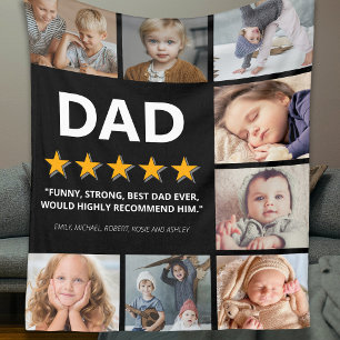 Father 5 Star Rating Photo Collage Dad Fleece Blanket