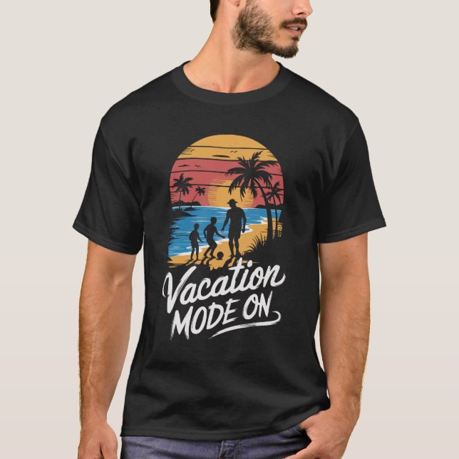 Father and 2 sons beach vacation T-Shirt (Front)