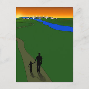 Father And Child Evening Walk Postcard