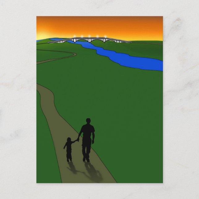 Father And Child Evening Walk Postcard (Front)