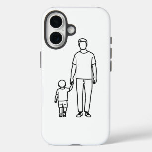 Father and Child Line Art Minimalist iPhone Case" 16 Case