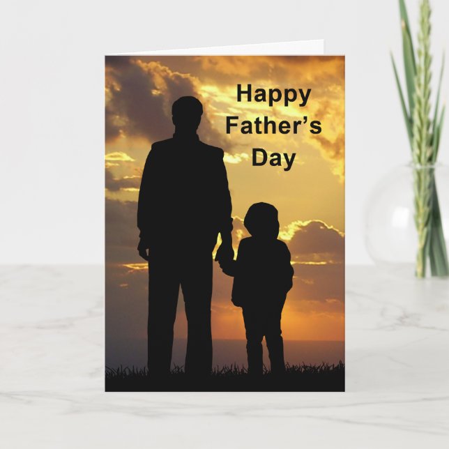Father and  Child Silhouette Fathers Day Card (Front)