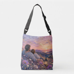 Father and Child Stargazing Watercolor Art Print Crossbody Bag