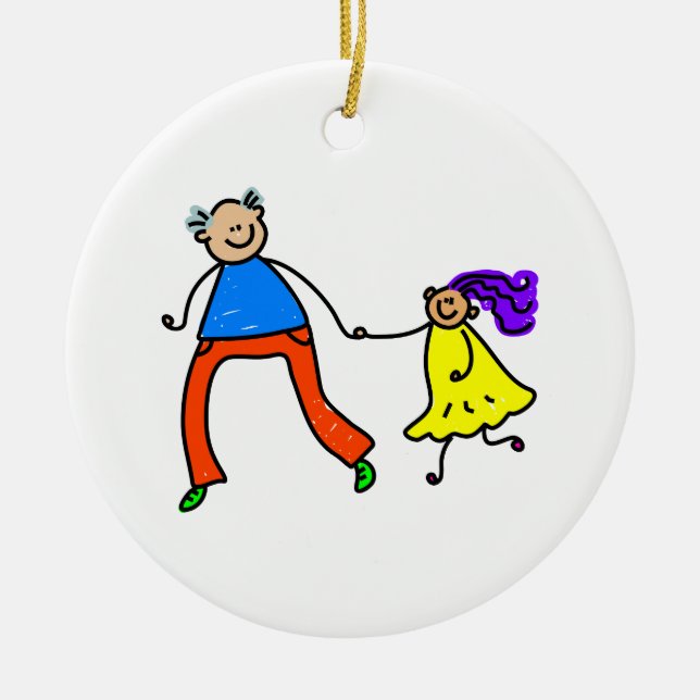 Father And Daughter Ceramic Tree Decoration (Front)