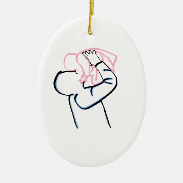 Father and daughter. ceramic tree decoration (Front)