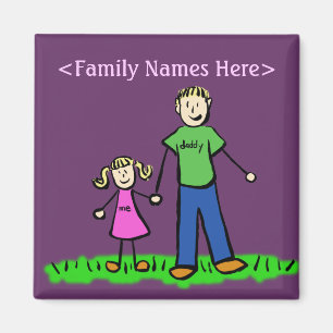 Father and Daughter Custom Family Character Magnet