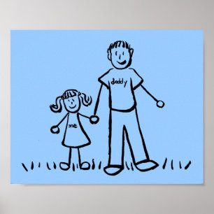 Father and Daughter Custom Family Character Poster