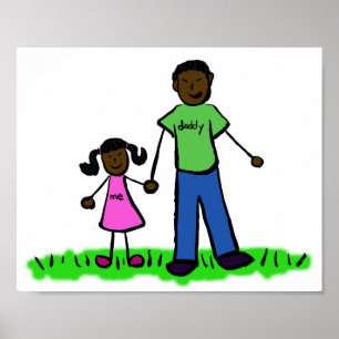 Father and Daughter Custom Family Character Poster