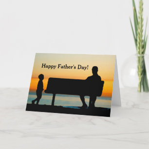 Father and Kid at Sunset Unique Photo Father's Day Card