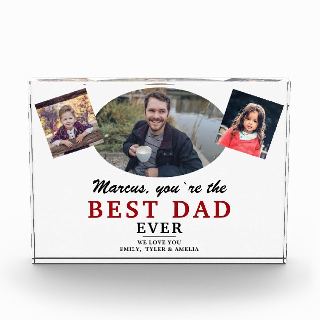  Father and Kids Best Dad Ever Father`s Day  Photo Block (Front)