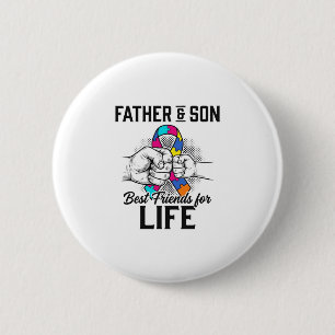 Father and Son Best Friends for Life Puzzle Ribbon 6 Cm Round Badge