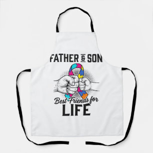 Father and Son Best Friends for Life Puzzle Ribbon Apron