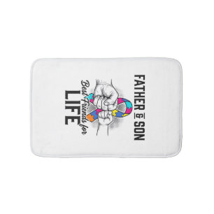 Father and Son Best Friends for Life Puzzle Ribbon Bath Mat