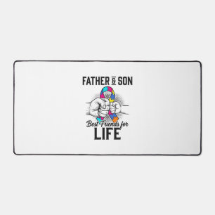 Father and Son Best Friends for Life Puzzle Ribbon Desk Mat