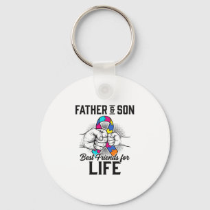 Father and Son Best Friends for Life Puzzle Ribbon Key Ring