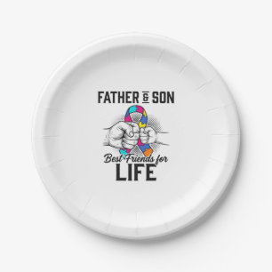 Father and Son Best Friends for Life Puzzle Ribbon Paper Plate