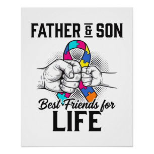 Father and Son Best Friends for Life Puzzle Ribbon Poster
