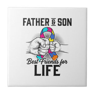 Father and Son Best Friends for Life Puzzle Ribbon Tile