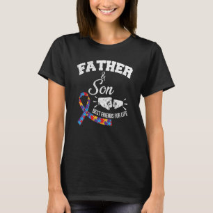 Father And Son Best Friends For Life Ribbon Autism T-Shirt