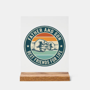 Father and Son Best Friends Vintage Fist Bump Shir Acrylic Sign