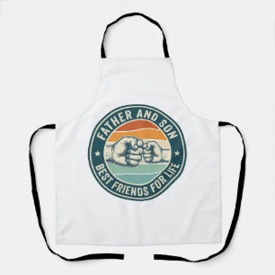 Father and Son Best Friends Vintage Fist Bump Shir Apron