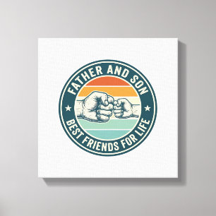 Father and Son Best Friends Vintage Fist Bump Shir Canvas Print