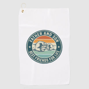 Father and Son Best Friends Vintage Fist Bump Shir Golf Towel