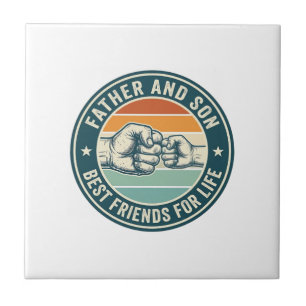 Father and Son Best Friends Vintage Fist Bump Shir Tile