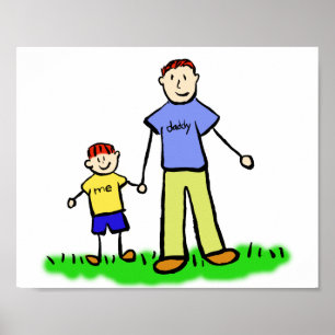 Father and Son Custom Family Characters Art Poster