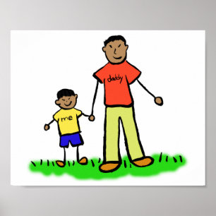 Father and Son Custom Family Characters Art Poster