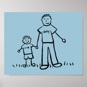 Father and Son Custom Family Characters Art Poster