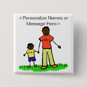 Father and Son Family Character Art Custom Buttons