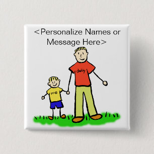 Father and Son Family Character Art Custom Buttons