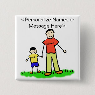 Father and Son Family Character Art Custom Buttons