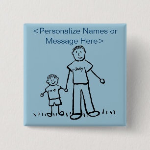 Father and Son Family Character Art Custom Buttons