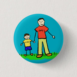 Father and Son Family Character Custom Pin Buttons