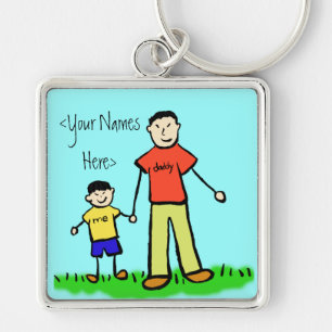 Father and Son Family Characters Custom Keychains