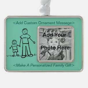 Father and Son Family Cute Drawing Custom Ornament